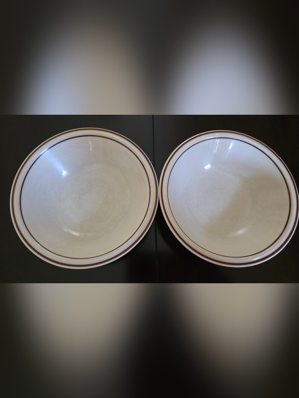Newcor 6.75" Set of 2 - 1980s Vintage Cream & Brown Bowls